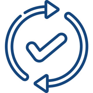 Circular arrows with a check mark icon.
