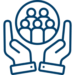 Hands holding people icon symbol.